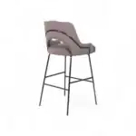 Contemporary upholstered bar stool with sleek black metal legs and modern comfort design.