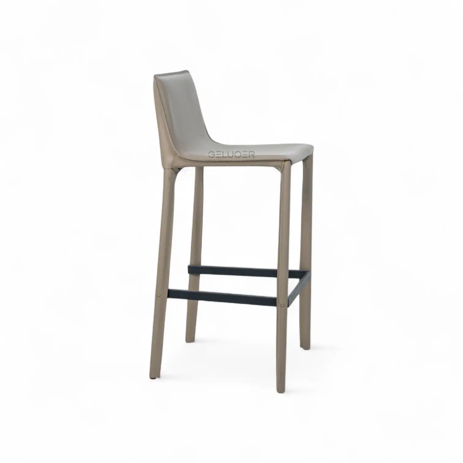 Sleek modern bar stool with comfy upholstered seat and durable wooden frame.