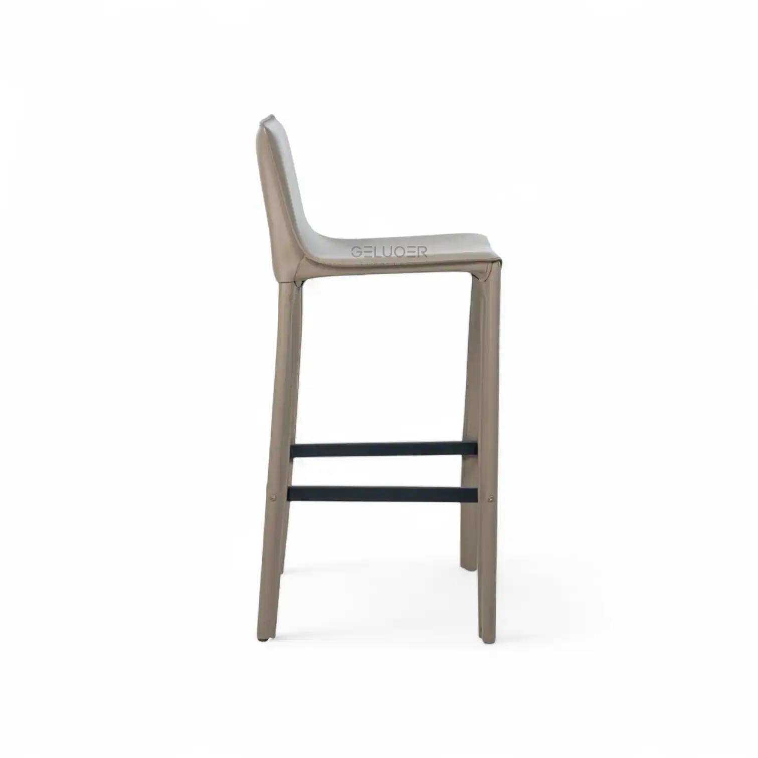 Sleek modern bar stool with metal frame, comfortable upholstered seat, and footrest for stylish dining spaces.