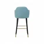 Luxurious modern blue lounge chair with black wooden legs and gold accents, designed for stylish home decor.