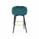 Luxurious velvet bar stool from Geluoer Furniture with black wooden legs and gold footrest, stylish and comfortable.