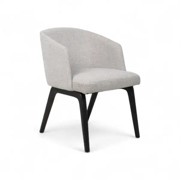 Modern upholstered armchair with wooden legs, perfect for contemporary living spaces.