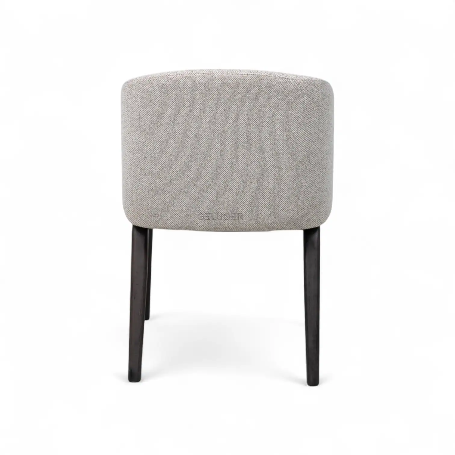 Sofa chair with beige upholstery and black wooden legs for modern living rooms.