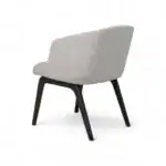 Elegant modern upholstered armchair with wooden legs, ideal for stylish living rooms and office spaces.