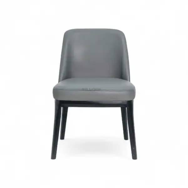 Comfortable modern grey upholstered dining chair from Geluoer Furniture line.