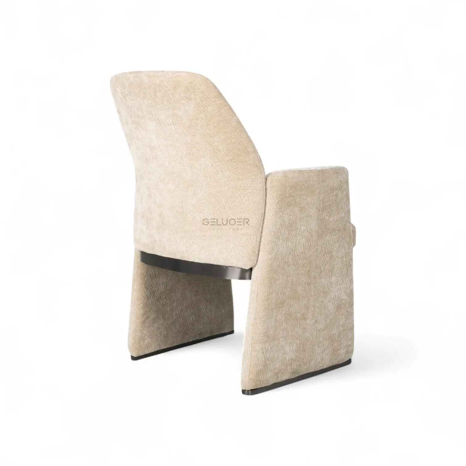 Elegant beige upholstered dining chairs with modern design, perfect for stylish home decor.