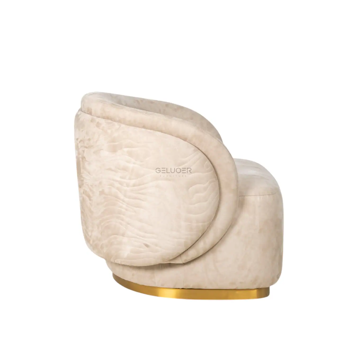 Luxurious onyx marble lounge chair with elegant curved design and gold base, perfect for sophisticated home decor.