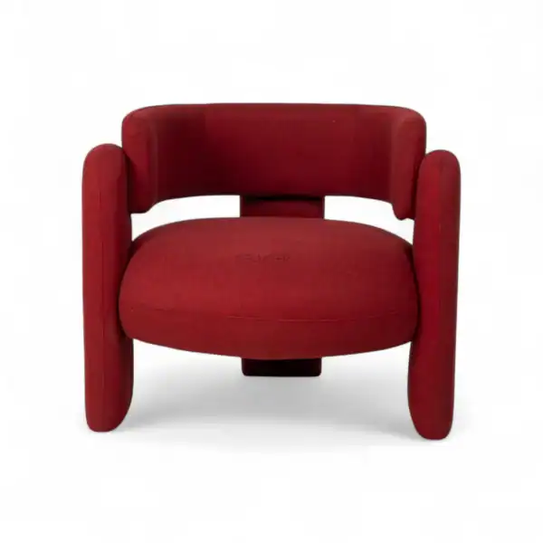 Red modern lounge chair with plush upholstery from Geluoer Furniture.
