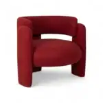 Luxury red upholstered modern armchair for living room decor.