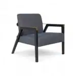 Elegant modern armchair with dark wooden frame and upholstered cushion for stylish living spaces.