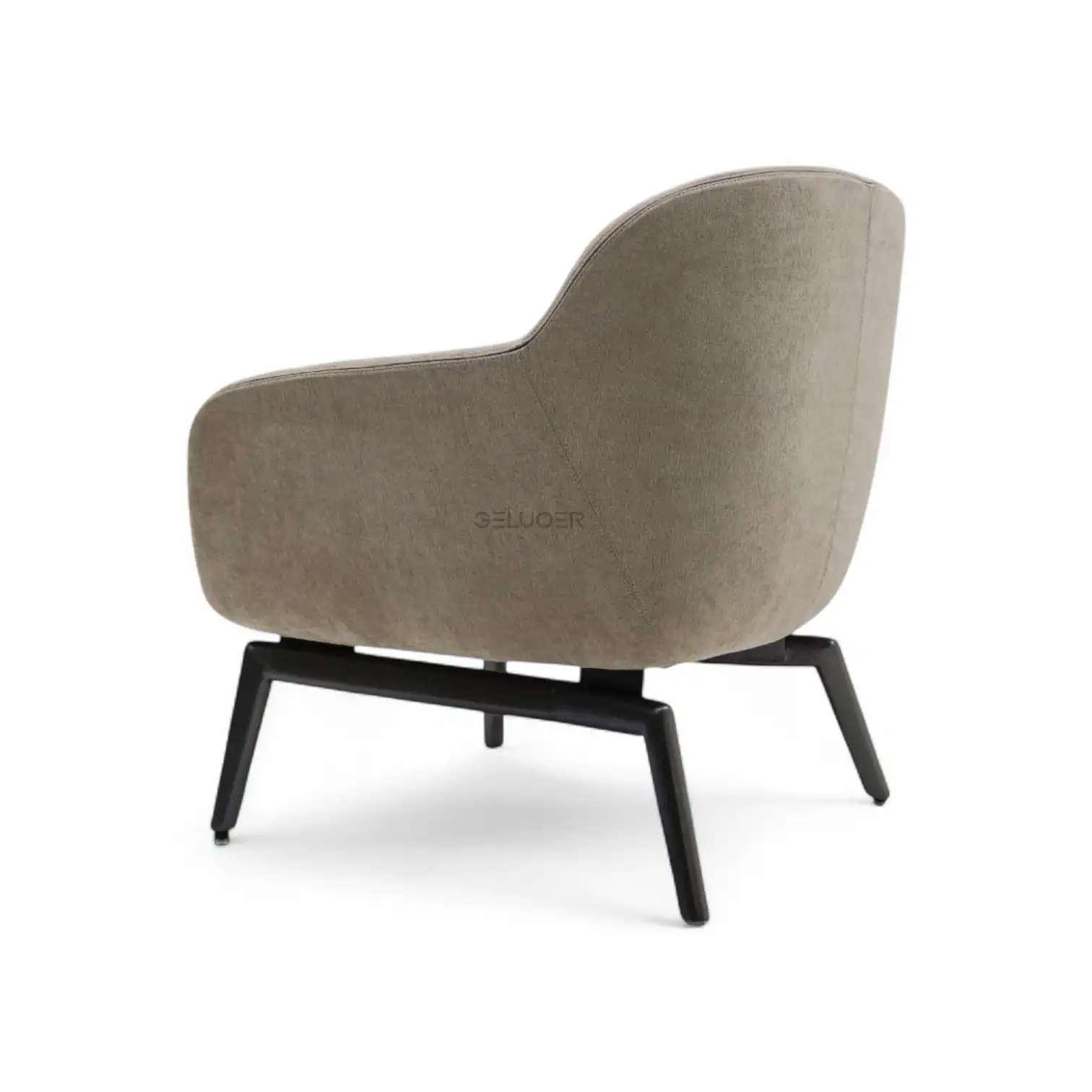 Modern beige upholstered lounge chair for stylish living spaces.
