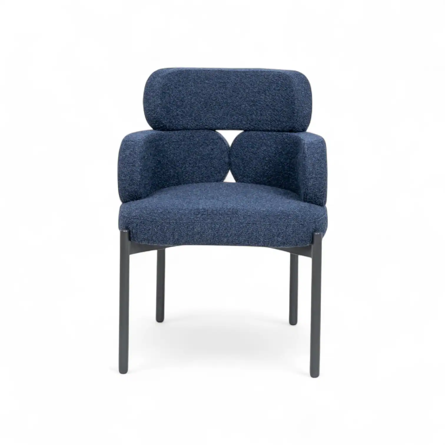 Premium blue upholstered modern armchair with stylish design, comfortable seating, ideal for living rooms and offices.