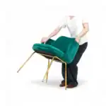 Luxurious green velvet armchair with gold metal legs by Geluoer Furniture.