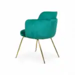 Luxurious turquoise velvet accent chair with gold metal legs from Geluoer Furniture.