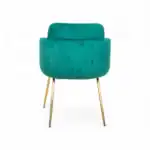 Luxurious turquoise velvet accent chair with gold metal legs, modern furniture design for living rooms.