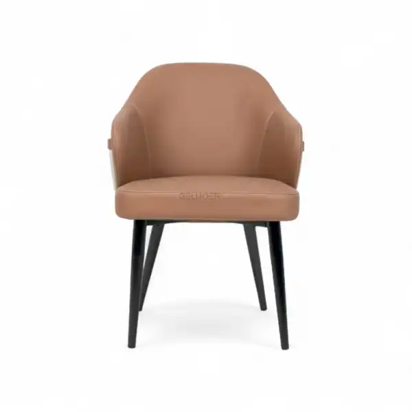 Comfortable modern brown leather armchair for stylish interior decor.