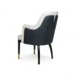 Elegant black and white modern lounge chair with wooden legs, perfect for stylish home decor.
