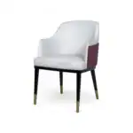 Luxurious white upholstered accent chair with black and gold legs from Geluoer Furniture.
