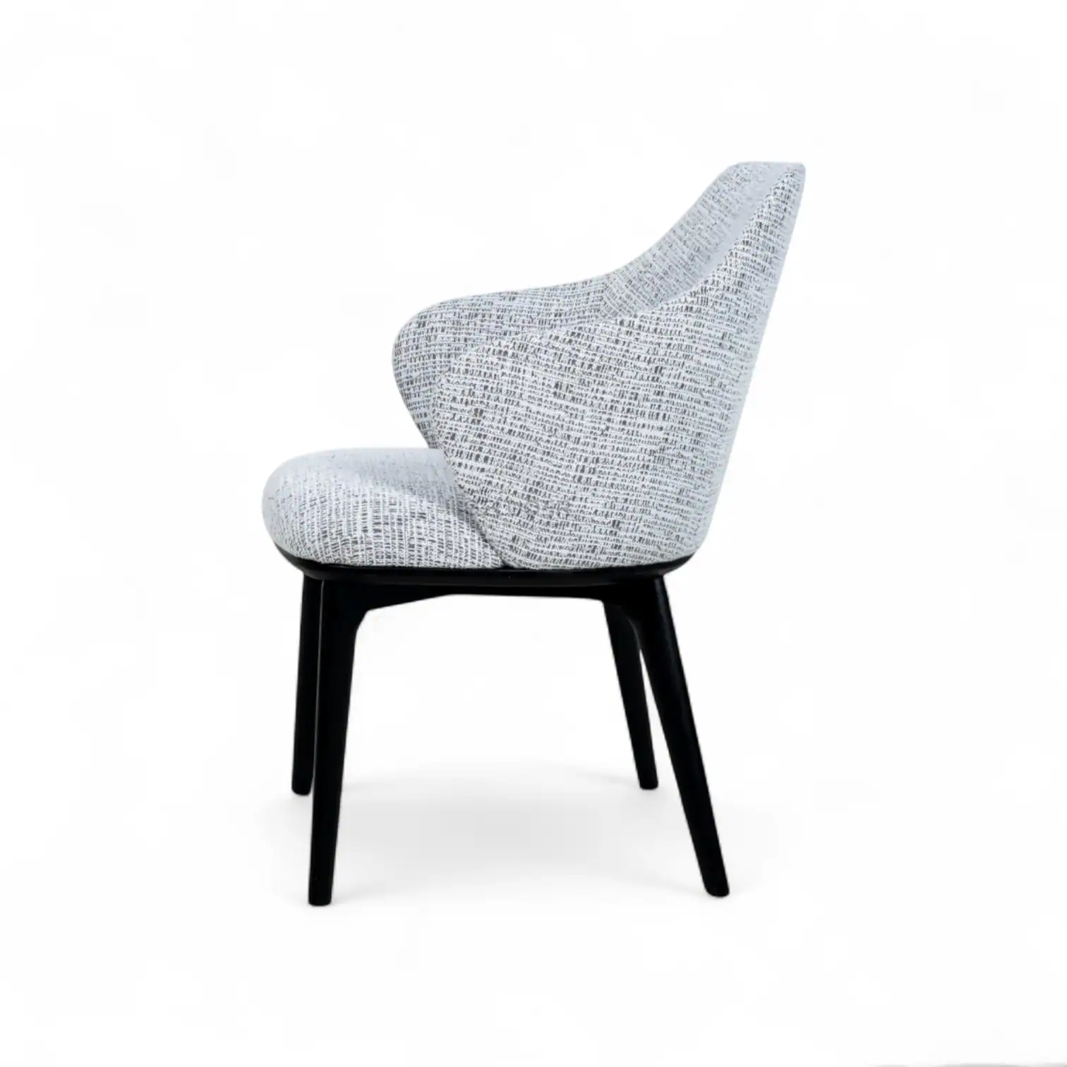 Elegant upholstered accent chair with black wooden legs from Geluoer Furniture, modern and stylish home decor piece.
