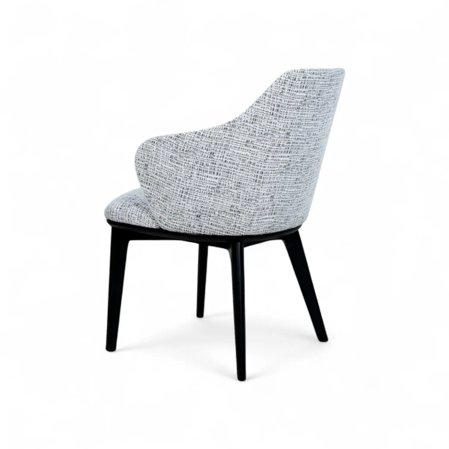 Modern upholstered accent chair with black wooden legs, perfect for contemporary home décor.