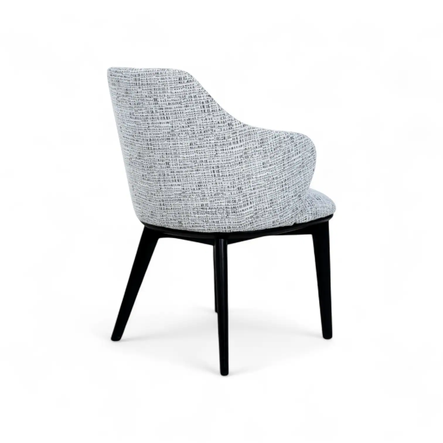Contemporary upholstered armchair with black wooden legs, modern furniture for living spaces.