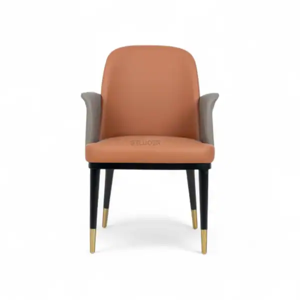 Leather accent armchair with black and gold tapered legs from Geluoer Furniture.