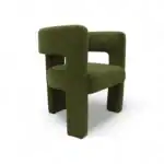 Green velvet modern accent armchair with bold geometric design for stylish home decor.