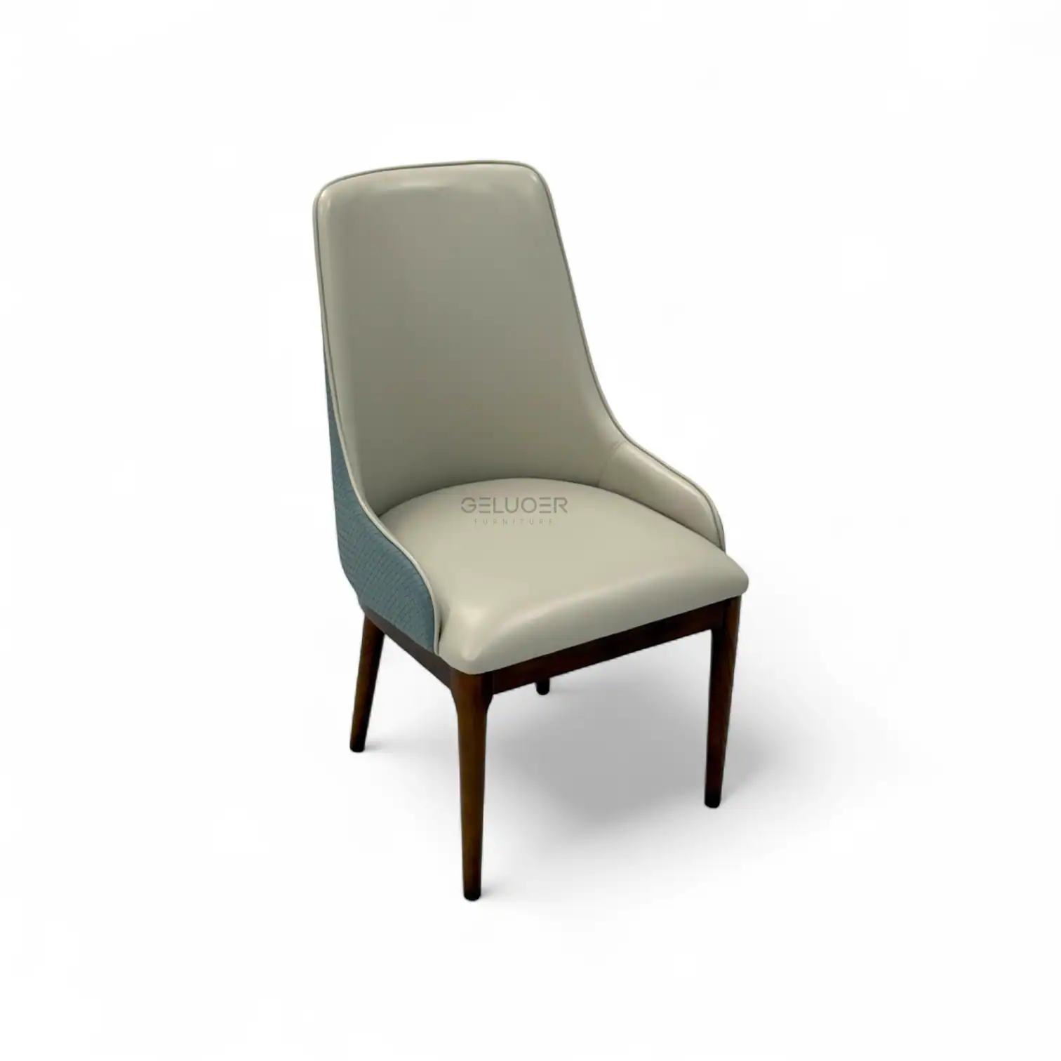 Comfortable modern dining chair with wooden legs and upholstered seat, perfect for contemporary home decor.