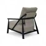 Comfortable modern armchair with plaid fabric and black wooden frame for stylish living room decor.
