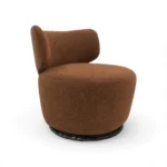 Comfortable modern brown fabric accent chair for living room decor.