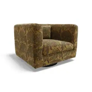 Vintage tiger print upholstered armchair, modern home furniture piece, stylish and comfortable.