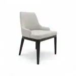 Luxurious white leather dining chair with black wooden legs, modern elegant design for home decor.