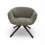 Luxurious modern beige fabric armchair with wooden legs from Geluoer Furniture.