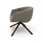 Comfortable modern lounge chair with plush fabric and wooden base from Geluoer Furniture.