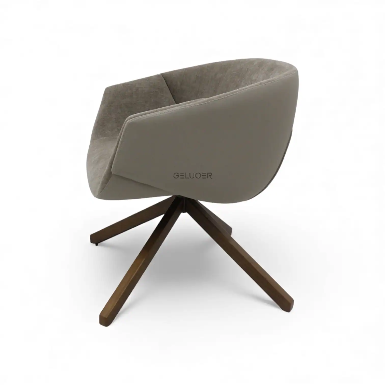 Comfortable modern lounge chair with plush fabric and wooden base from Geluoer Furniture.