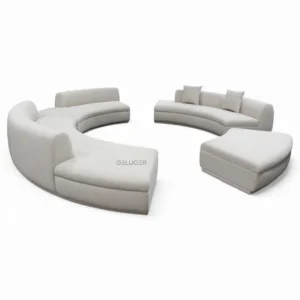 Luxurious white sectional sofa set with modern design, perfect for living rooms.