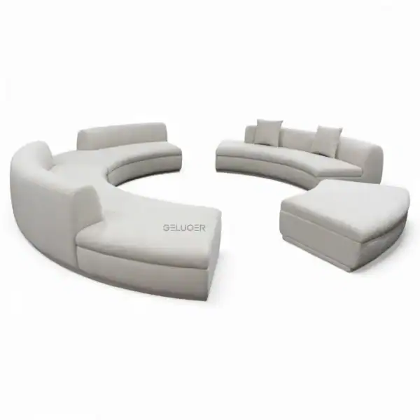 Luxurious white sectional sofa set with modern design, perfect for living rooms.