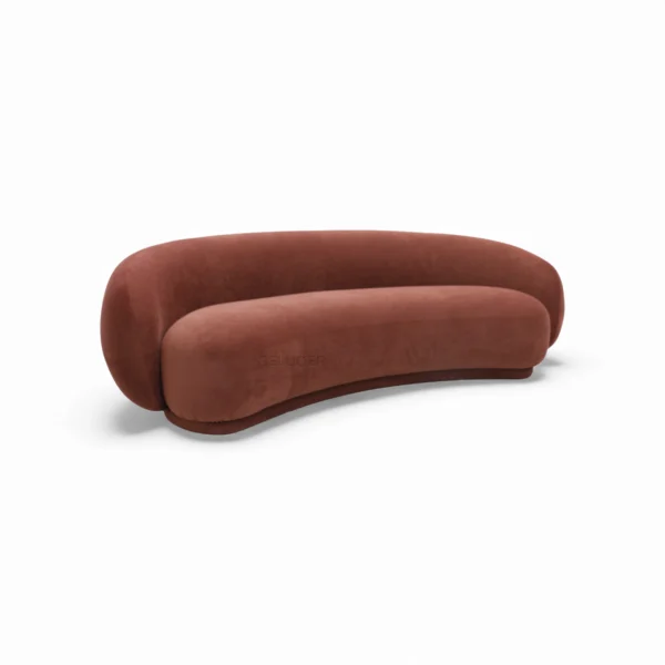 Soft velvet red sofa with modern curved design, Geluoer Furniture piece.