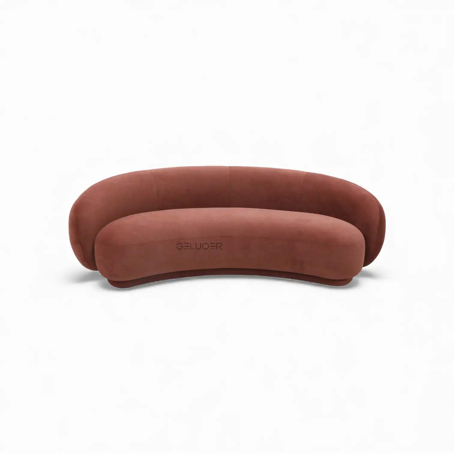 Luxurious curved velvet sofa by Geluoer Furniture, modern and stylish for elegant living rooms.