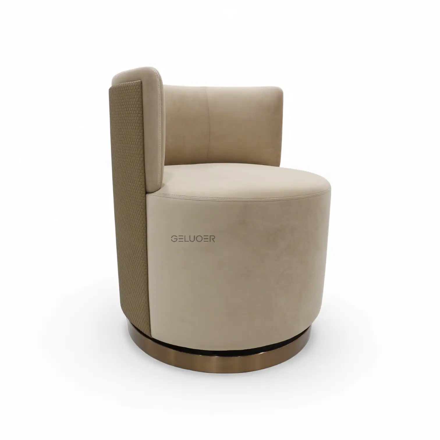 Elegant beige modern accent chair by Geluoer Furniture, stylish and comfortable for living room decor.