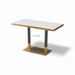 Sleek modern marble-top accent table with gold and black metal design.