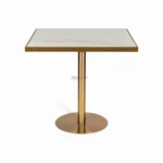 Sleek modern marble top side table with gold metal stand for living room decor.