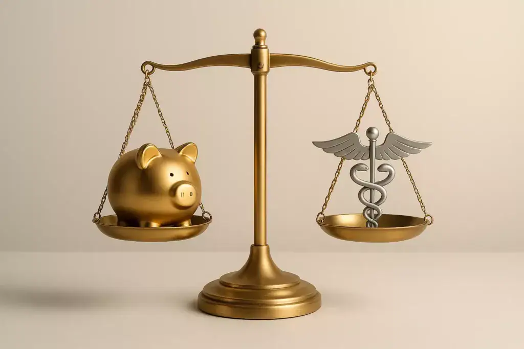 Illustration of financial strategies for managing medical school debt and building wealth.