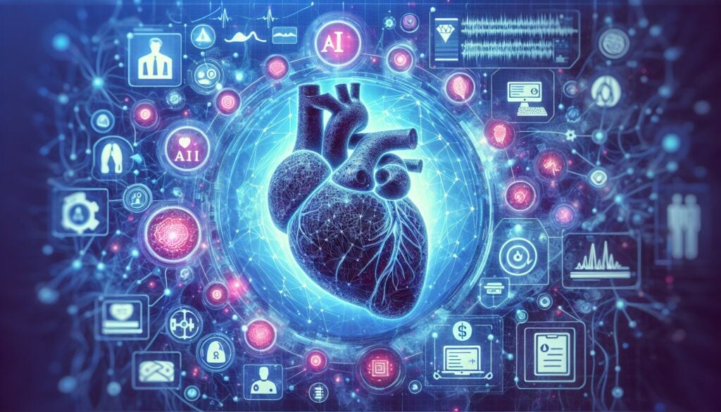 AI-powered digital heart health monitoring and medical technology illustration.