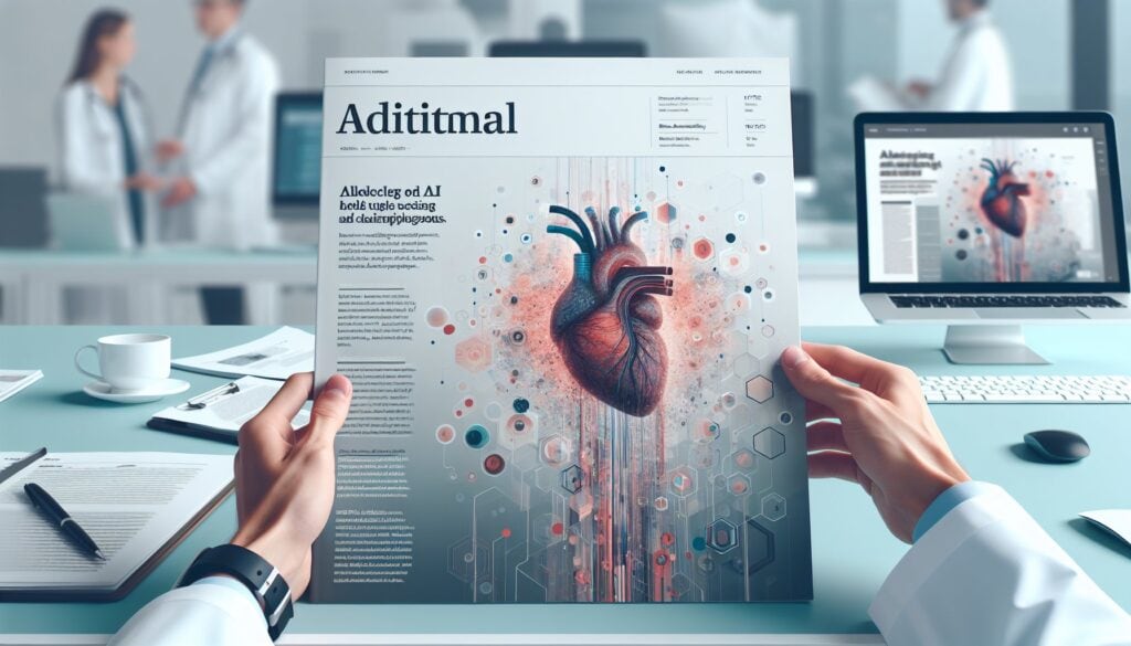 AI-generated digital heart medical illustration for healthcare and medical research.
