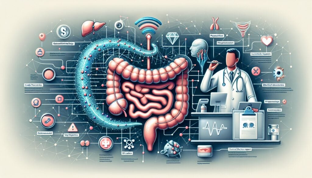 Gut microbiome and digestive health analysis with medical professional and advanced technology.