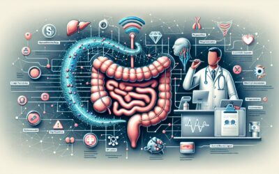 Gut microbiome and digestive health analysis with medical professional and advanced technology.