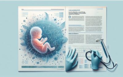 A newborn baby in a futuristic digital environment, symbolizing advanced healthcare and medical tech.