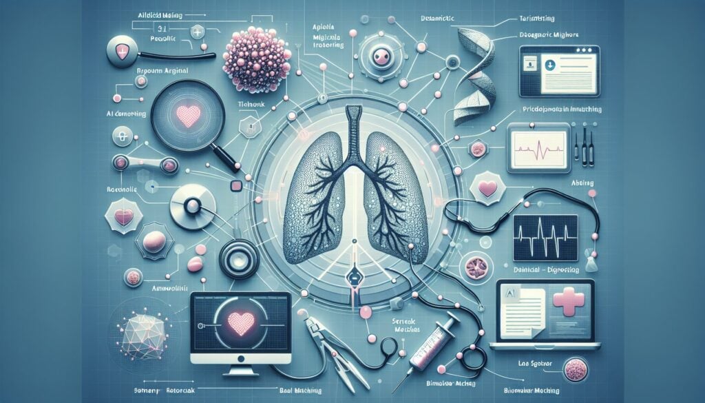 Lung health infographic with medical icons and digital health monitoring tools.