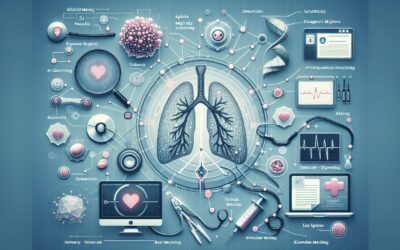 Lung health infographic with medical icons and digital health monitoring tools.